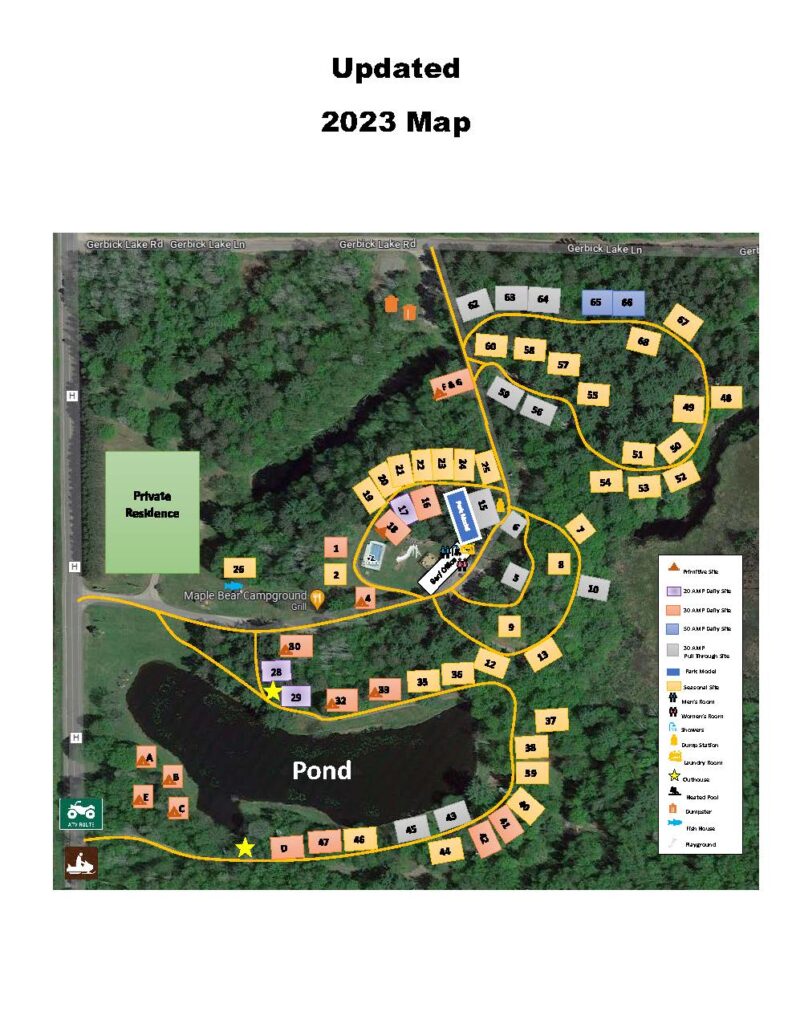 Maple Bear Campground Site Map